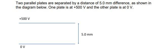 Two Parallel Plates Are Separated By A Distance Of 5 0 Mm Difference As Shown In The Diagram Below One Plate Is At 50 1