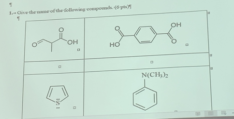 Provide The Name Of The Following Compounds 1