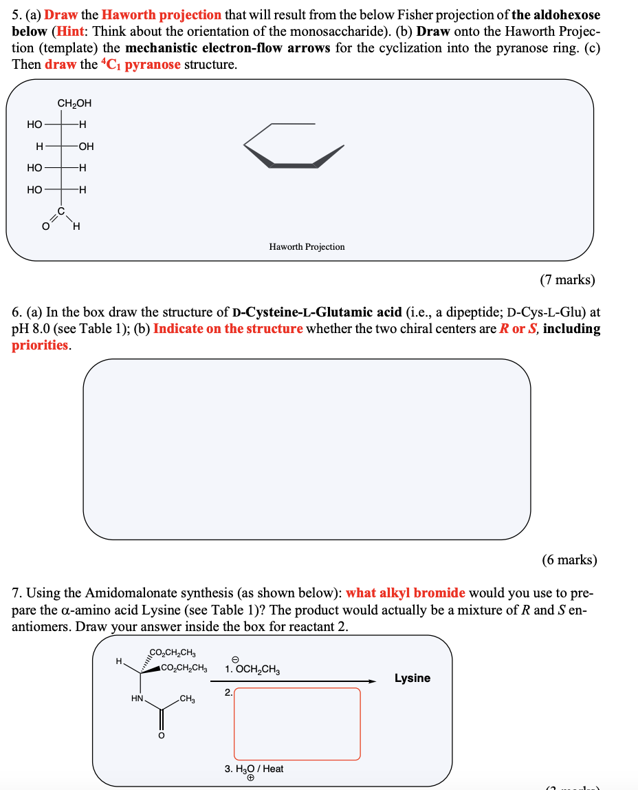 5 A Draw The Haworth Projection That Will Result From The Below Fisher Projection Of The Aldohexose Below Hint Thin 1