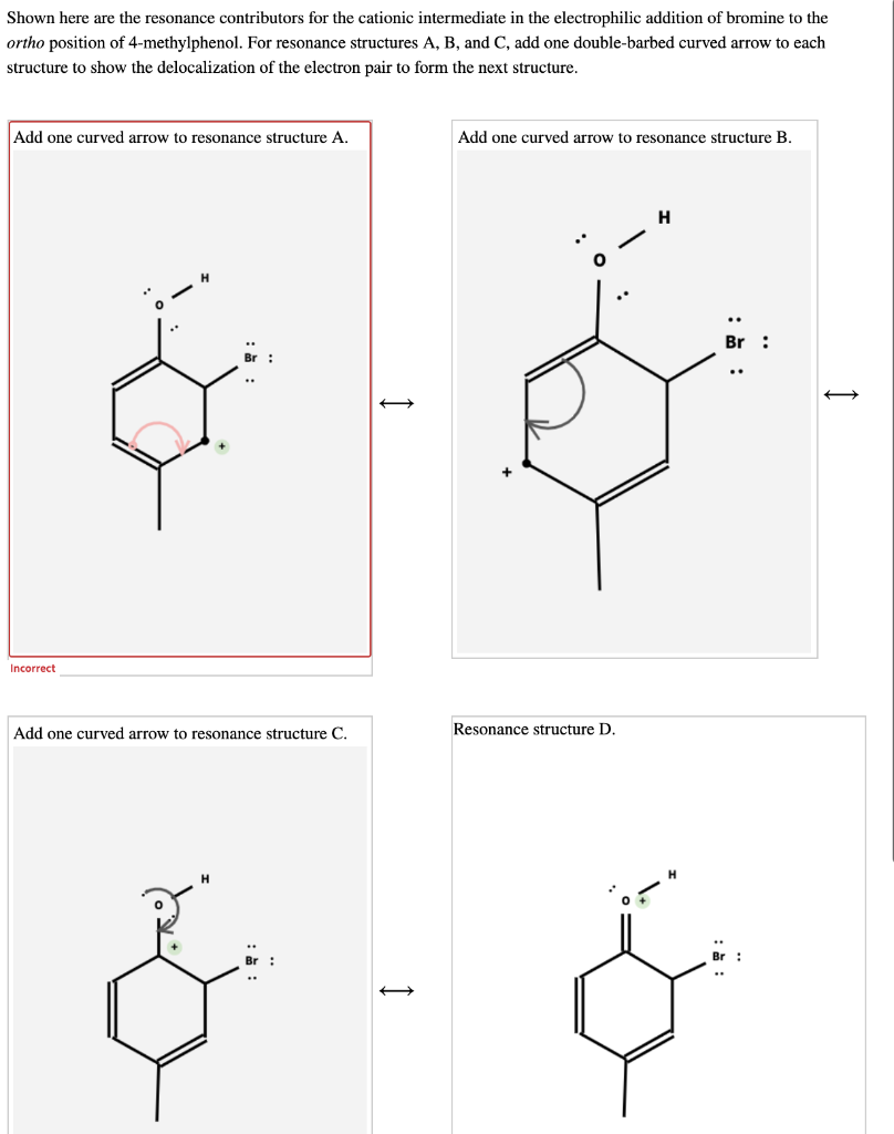 Shown Here Are The Resonance Contributors For The Cationic Intermediate In The Electrophilic Addition Of Bromine To The 1