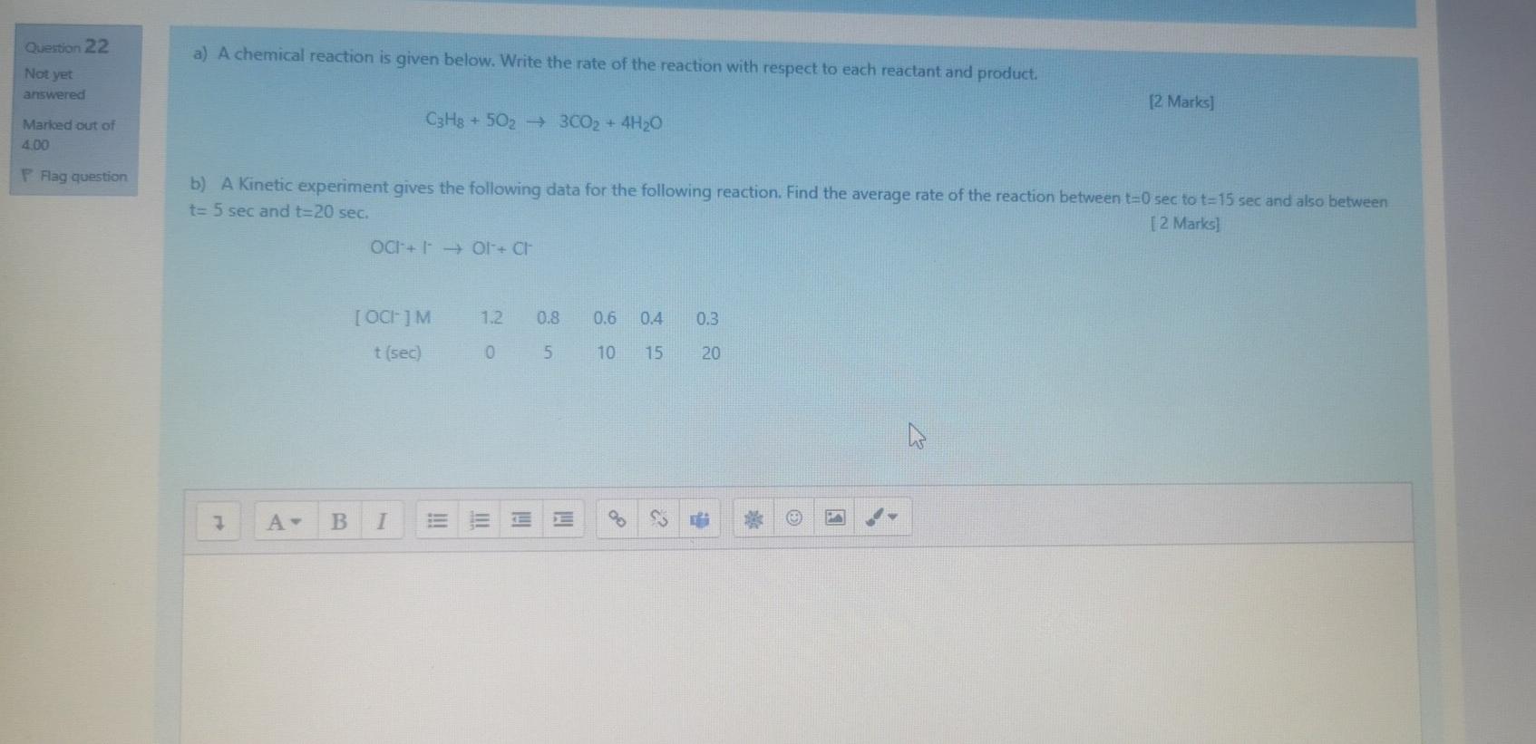 Question 22 A A Chemical Reaction Is Given Below Write The Rate Of The Reaction With Respect To Each Reactant And Prod 1