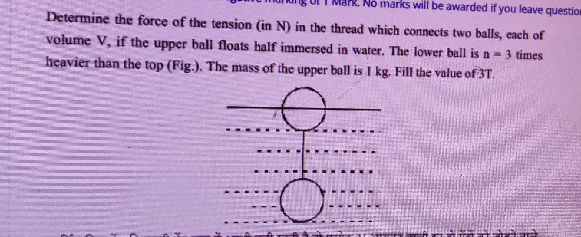 No Marks Will Be Awarded If You Leave Question Determine The Force Of The Tension In N In The Thread Which Connects Tw 1