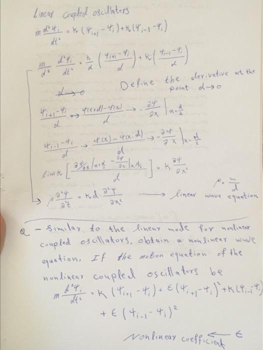 Linear Coupled Oscillators 1 D 4 K 4 4 K 4 1 4 M Dt D O Define The Derivative At The Point Do 24 1