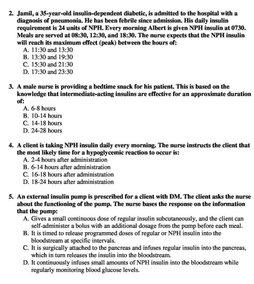 2 Jamil A 35 Year Old Insulin Dependent Diabetic Is Admitted To The Hospital With A Diagnosis Of Pneumonia He Has Be 1