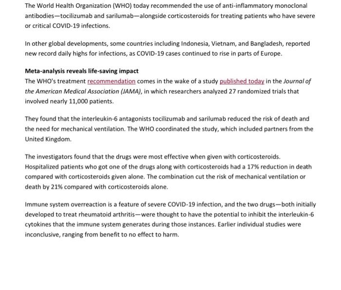 There Are Two 2 Articles To Read For This Homework Assignment After Reading The First Article On The Variants Of Coro 2