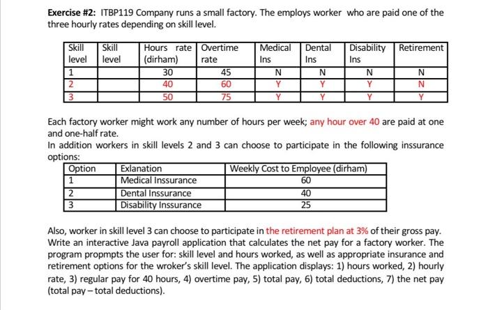 Exercise 2 Itbp119 Company Runs A Small Factory The Employs Worker Who Are Paid One Of The Three Hourly Rates Dependi 1
