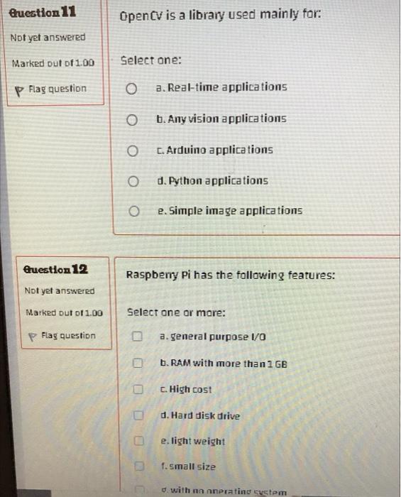 Question 11 Not Yet Answered Marked Out Of 1 00 P Flag Question Question 12 Not Yet Answered Marked Out Of 1 00 P Flag Q 1