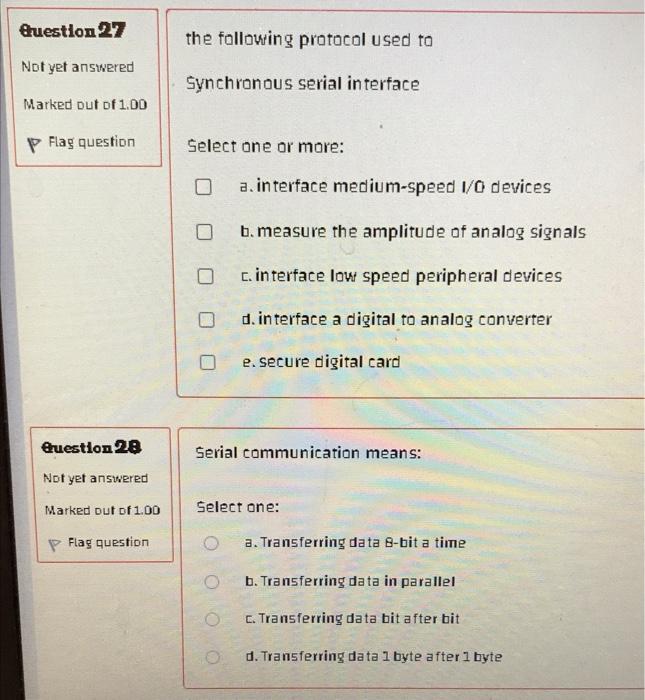Question 27 Not Yet Answered Marked Out Of 1 00 P Flag Question Question 28 Not Yet Answered Marked Out Of 1 00 P Flag Q 1