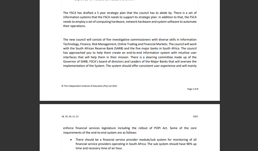 18 19 20 21 22 2022 Case Study All Questions In This Assignment Relate To The Following Case Study The Financial Se 2