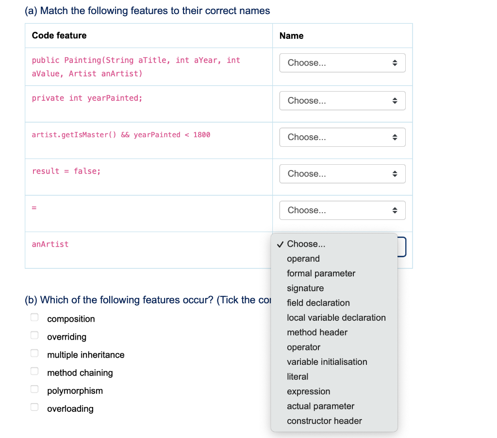 Which Of These Occurs In This Code Please Composition Overriding Multiple Inheritance Method Chaining Polymorphism Over 1