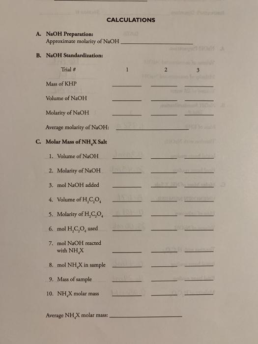 Data A Naoh Preparation Volume Of Concentrated Naoh Molarity Of Concentrated Naoh 16ml 6m 185ml Volume Of Di Water B N 2