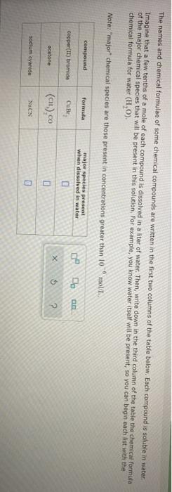 Attempt 1 Of Unlimited Imagine That A Few Tenths Of A Mole Of Each Compound Is Dissolved In A Liter Of Water Then Wri 2
