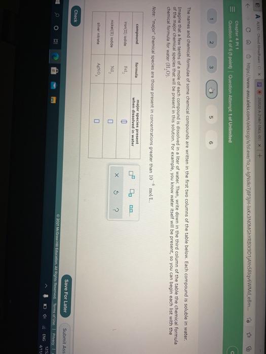Question 1 Of 6 1 Point Question Attempt 1 Of Unlimited 2 3 3 4 5 6 Complete The Table Below By Deciding Whether A Pre 4