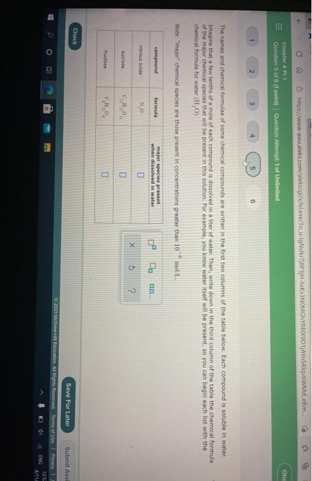 Question 1 Of 6 1 Point Question Attempt 1 Of Unlimited 2 3 3 4 5 6 Complete The Table Below By Deciding Whether A Pre 5