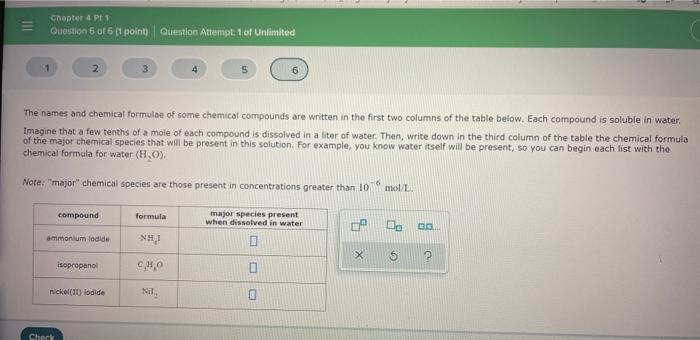 Question 1 Of 6 1 Point Question Attempt 1 Of Unlimited 2 3 3 4 5 6 Complete The Table Below By Deciding Whether A Pre 6