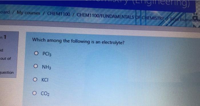Mym Cering Oard My Courses Chem1100 Chem1100 Fundamentals Of Chemistry Liner Examinate N 1 Which Among The Follow 1