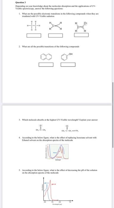 Question 3 Depending On Your Kwwlodge About The Molecular Absorption And The Applications Of Uv Visible Spectroscopy M 1