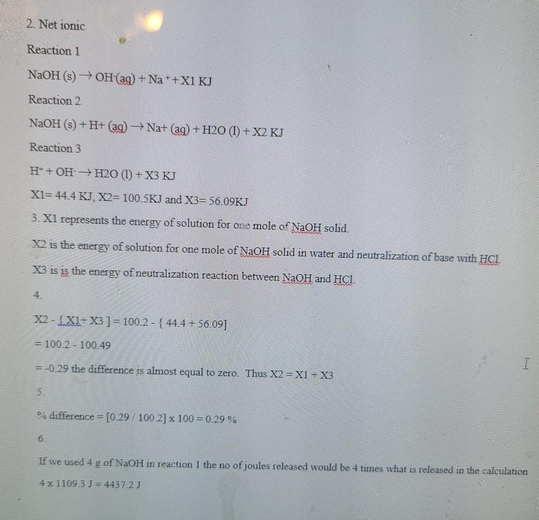 Processing The Data You Make Your Own Repot Sheet For This Experiment 1 Prepare A Table With The Following Headings R 4