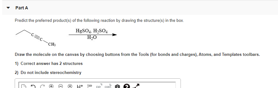 Part A Predict The Preferred Product S Of The Following Reaction By Drawing The Structure S In The Box Mgbr 1 2 H30 2