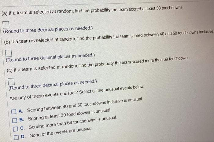 A Stem And Leaf Plot For The Number Of Touchdowns Sco 1 3 4 5 788 Key 115 15 20 1 2 2 3 4 5 7 889 300 1 1 1 2 2 3 3 4 2