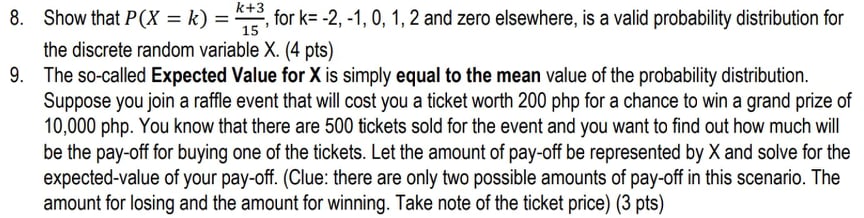 8 Show That P X K Kits For K 2 1 0 1 2 And Zero Elsewhere Is A Valid Probability Distribution For The Di 1