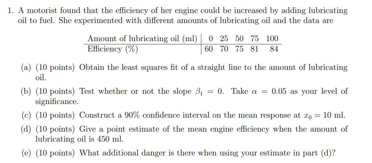 1 A Motorist Found That The Efficiency Of Her Engine Could Be Increased By Adding Lubricating Oil To Fuel She Experime 1