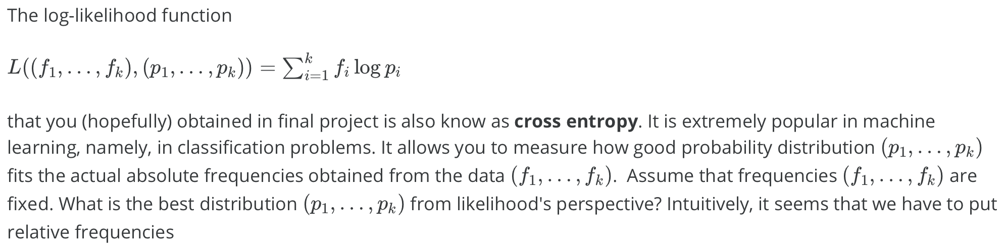 Probability Theory Cross Entropy Theoretical Part Of Project Define Each Condition Formula And Ideas And Fundame 1
