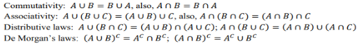 Commutativity Aub Bu A Also An B Bna Associativity Au Buc Aub Uc Also An Boc Anb Nc Distributive La 1