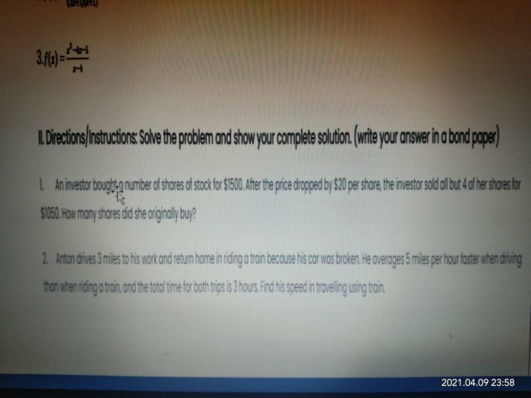 Please Answer The Questions Below 1