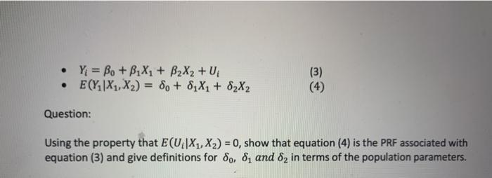 Y Bo B X1 B2x2 U E Yx1 X2 80 8 X 82x2 3 4 Question Using The Property That E U X1 X2 0 Sh 1