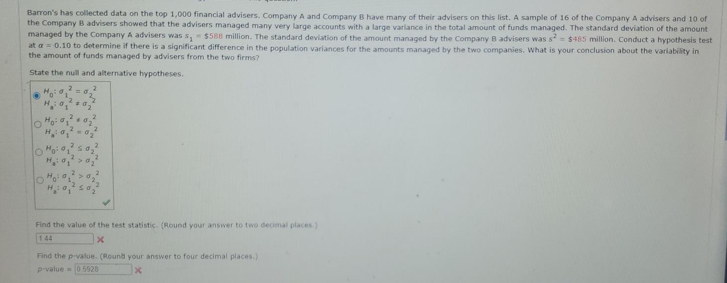 Barron S Has Collected Data On The Top 1 000 Financial Advisers Company A And Company B Have Many Of Their Advisers On 1