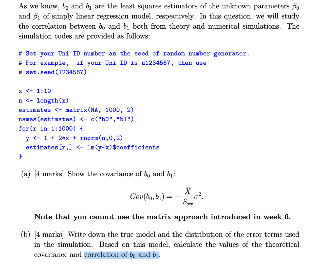 As We Know Bo And Bi Are The Least Squares Estimators Of The Unknown Parameters Bo And Bi Of Simply Linear Regression M 1
