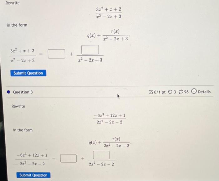 Divide Using The Polynomial Long Division Algorithm Fill In Your Work Below R C 4 8c 39c 0c Oc 31 2