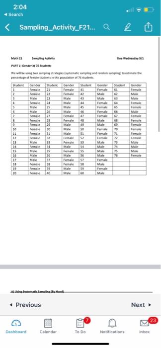 2 04 Search Sampling Activity F21 Q Math 21 Due Wednesday Part 1 Gender Of The We Willing Testament Bertige Of Femal 1