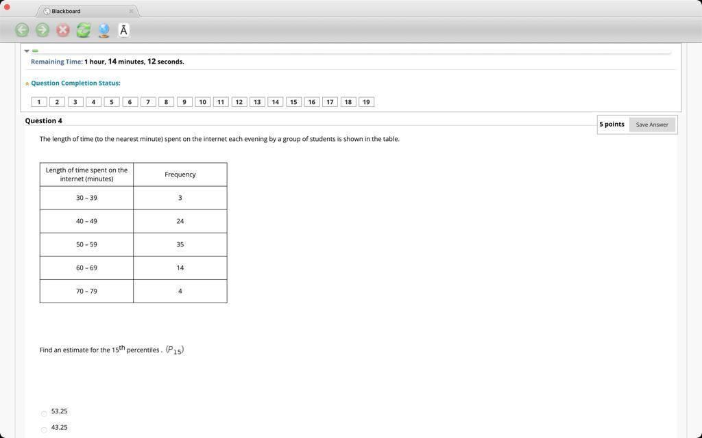 Blackboard Remaining Time 1 Hour 14 Minutes 12 Seconds Question Completion Status 1 2 3 4 5 6 7 8 9 10 11 12 13 14 1