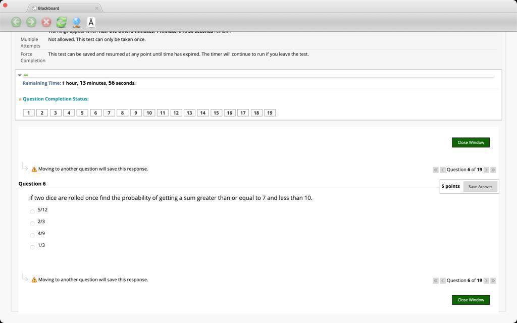 Blackboard Wohn Uppeur Wct For Chic Ce Tu U Scutuste Not Allowed This Test Can Only Be Taken Once Multiple Attempts 1