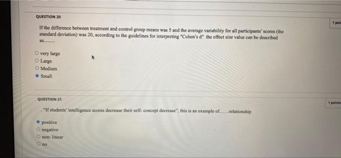 Question 20 1 Poll If The Difference Between Treatment And Control Group Means Was 5 And The Average Variability For All 1