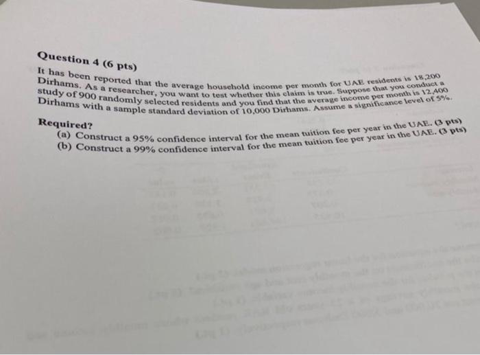 Question 4 6 Pts Dirhams As A Researcher You Want To Test Whether This Claim Is True Suppose That You Conducta It H 1
