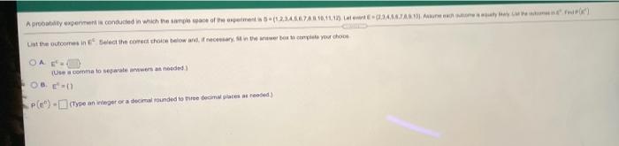 A Probability Expert Conducted In Which The Simple Coace Of Them 12 Abanata Lit The Outcomes In Select The Correct The 1