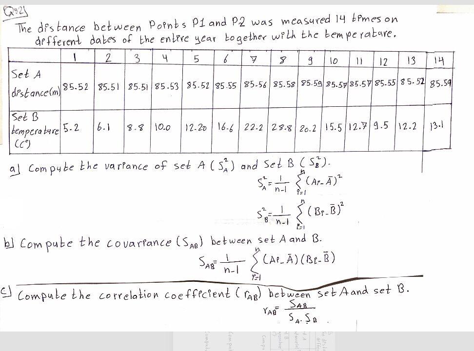 Q 21 The Distance Between Doents P1 And P2 Was Measured 14 Tomes On Different Dates Of The Entire Year Together With The 1