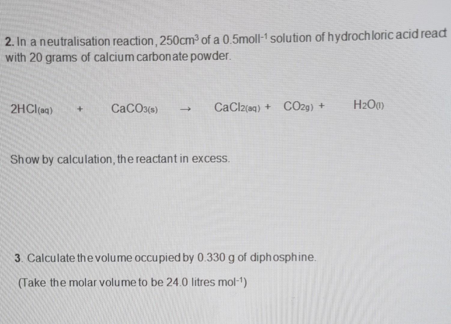 Calculate Volume And Reactant Excess 1