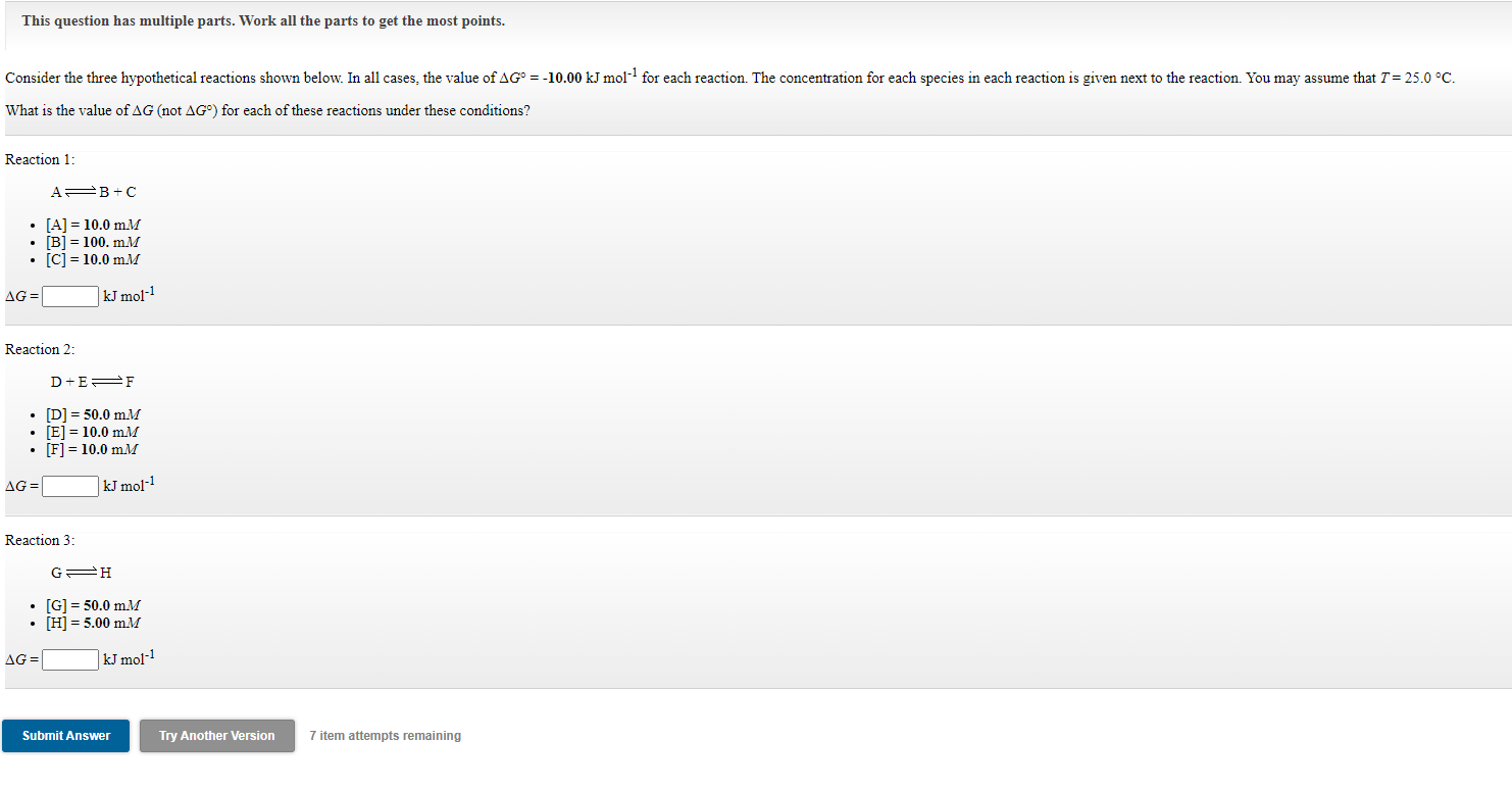 This Question Has Multiple Parts Work All The Parts To Get The Most Points Consider The Three Hypothetical Reactions S 1