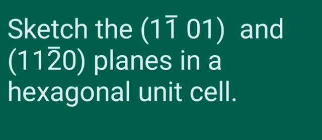 Sketch The 1701 And 1120 Planes In A Hexagonal Unit Cell Sketch The 1701 And 1120 Planes In A Hexagonal Unit 1