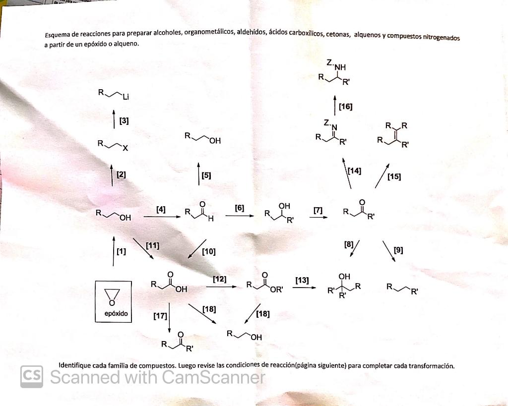 De Esquema De Reacciones Para Preparar Alcoholes Organometalicos Aldehidos Acidos Carboxilicos Cetonas Alquenos Y C 1
