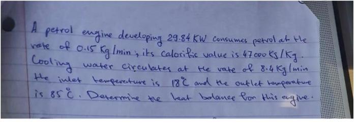 A A Petrol Engine Developing 29 84 Kw Consumes Petrol At The Rate Of 0 15 Kg 1min Its Calorific Value Is 47000ks Kg C 1