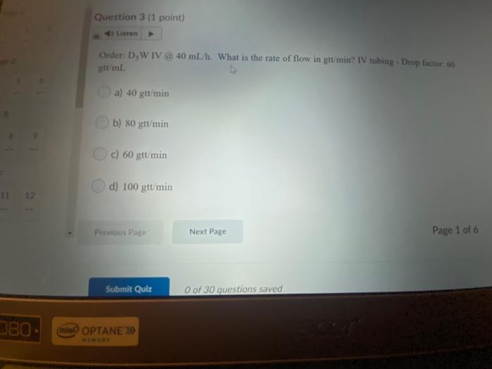 Question 2 1 Point Ten The Order Is For Insulin 5 Units Per Min Via Infusion Pump And The Supply Is Regular Insulin 20 2