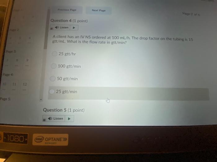 Question 2 1 Point Ten The Order Is For Insulin 5 Units Per Min Via Infusion Pump And The Supply Is Regular Insulin 20 5