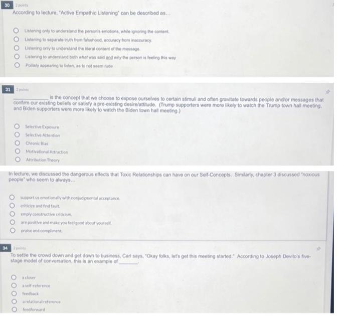 30 According To Lecture Active Empathic Listening Can Be Described As Ooooo Dating Only To Understand The Person S Emot 1