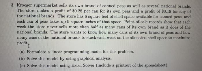 3 Kroeger Supermarket Sells Its Own Brand Of Canned Peas As Well As Several National Brands The Store Makes A Profit O 1