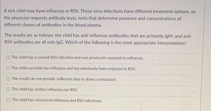 A Sick Child May Have Influenza Or Rsv These Virus Infections Have Different Treatment Options So The Physician Reques 1